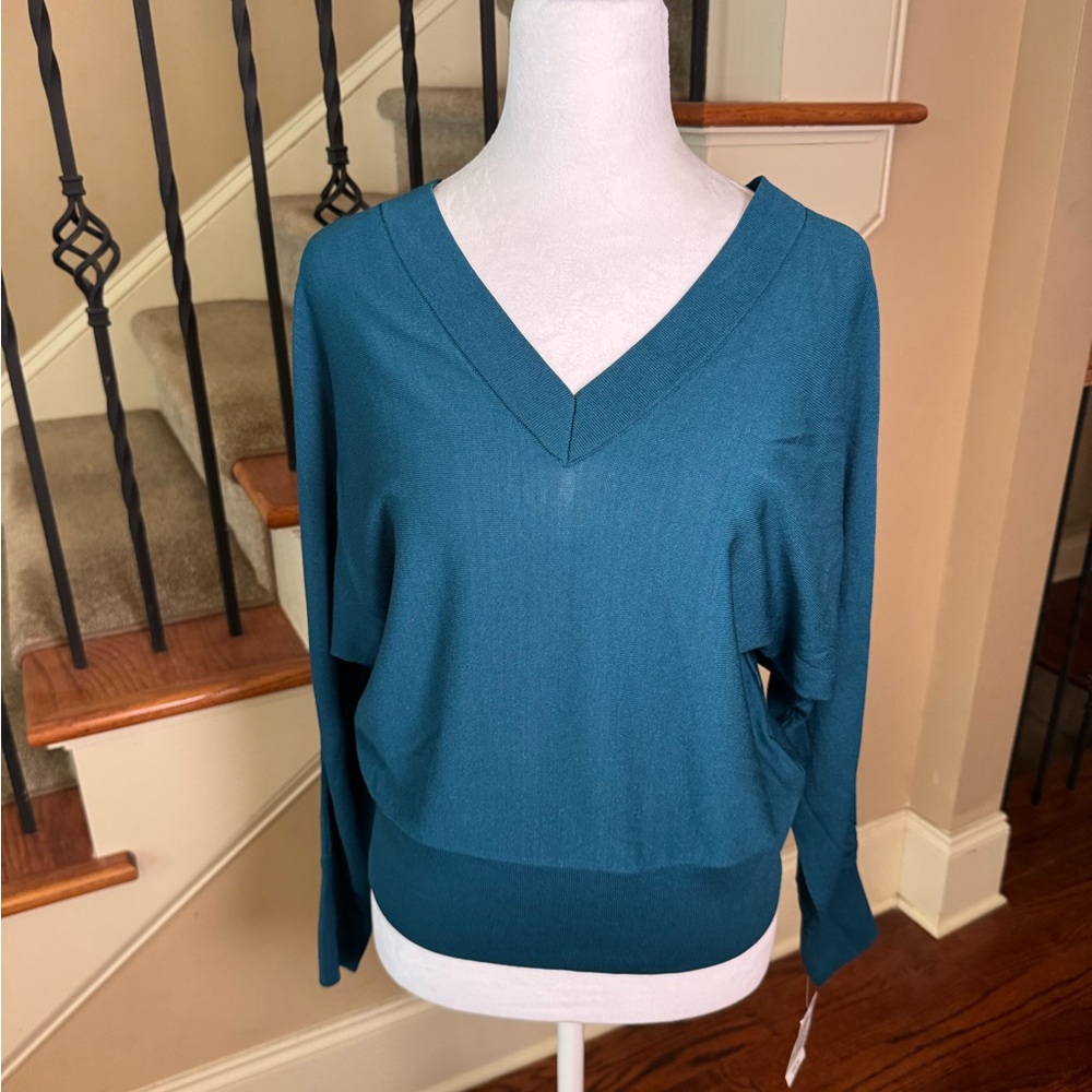 INC International Concepts Mosaic Green V-Neck Sweater
